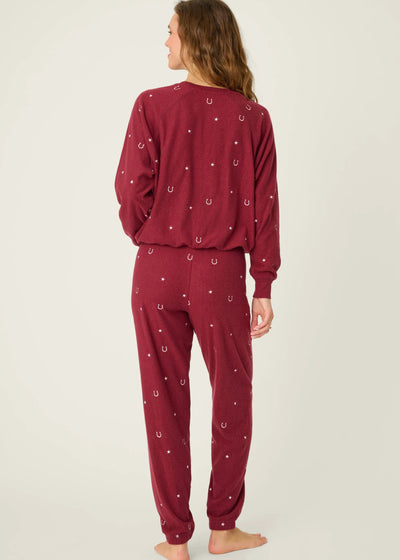 PJ Salvage Hold Your Horses Horseshoe Embroidered Fleece Lounge Set
