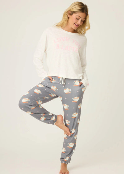 PJ Salvage Love You A Latte  L/S Ivory