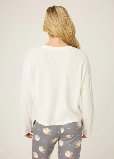 PJ Salvage Love You A Latte  L/S Ivory