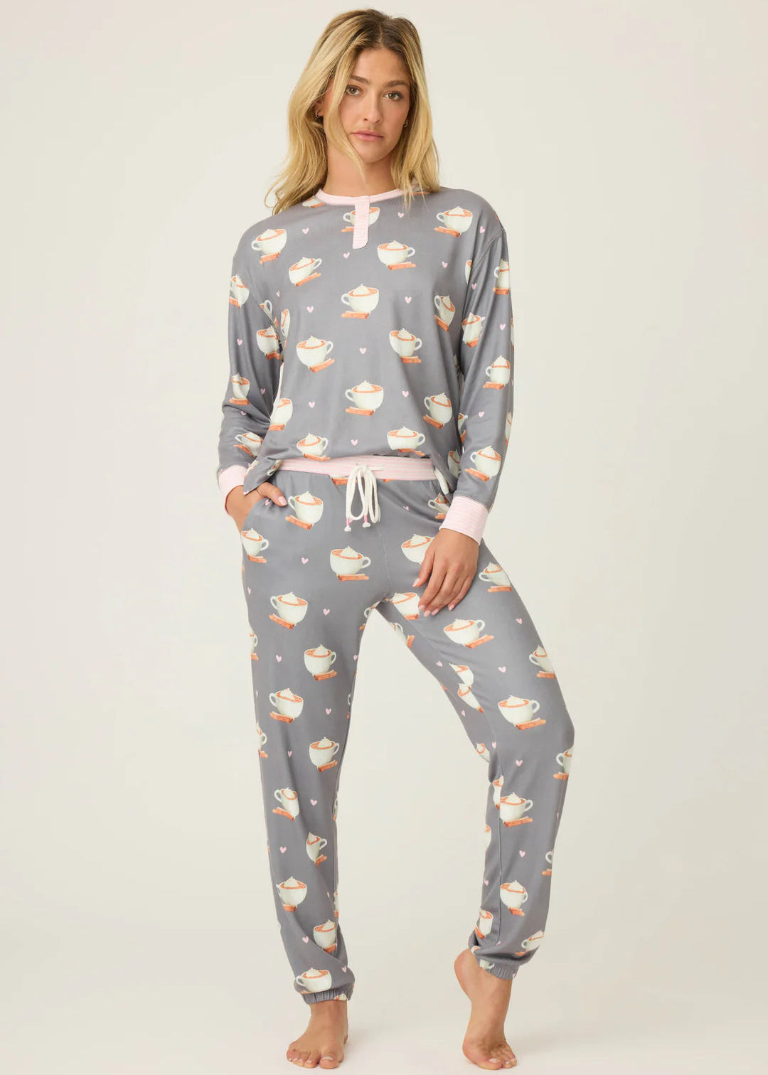 PJ Salvage Love You A Latte Coffee Print PJ Set