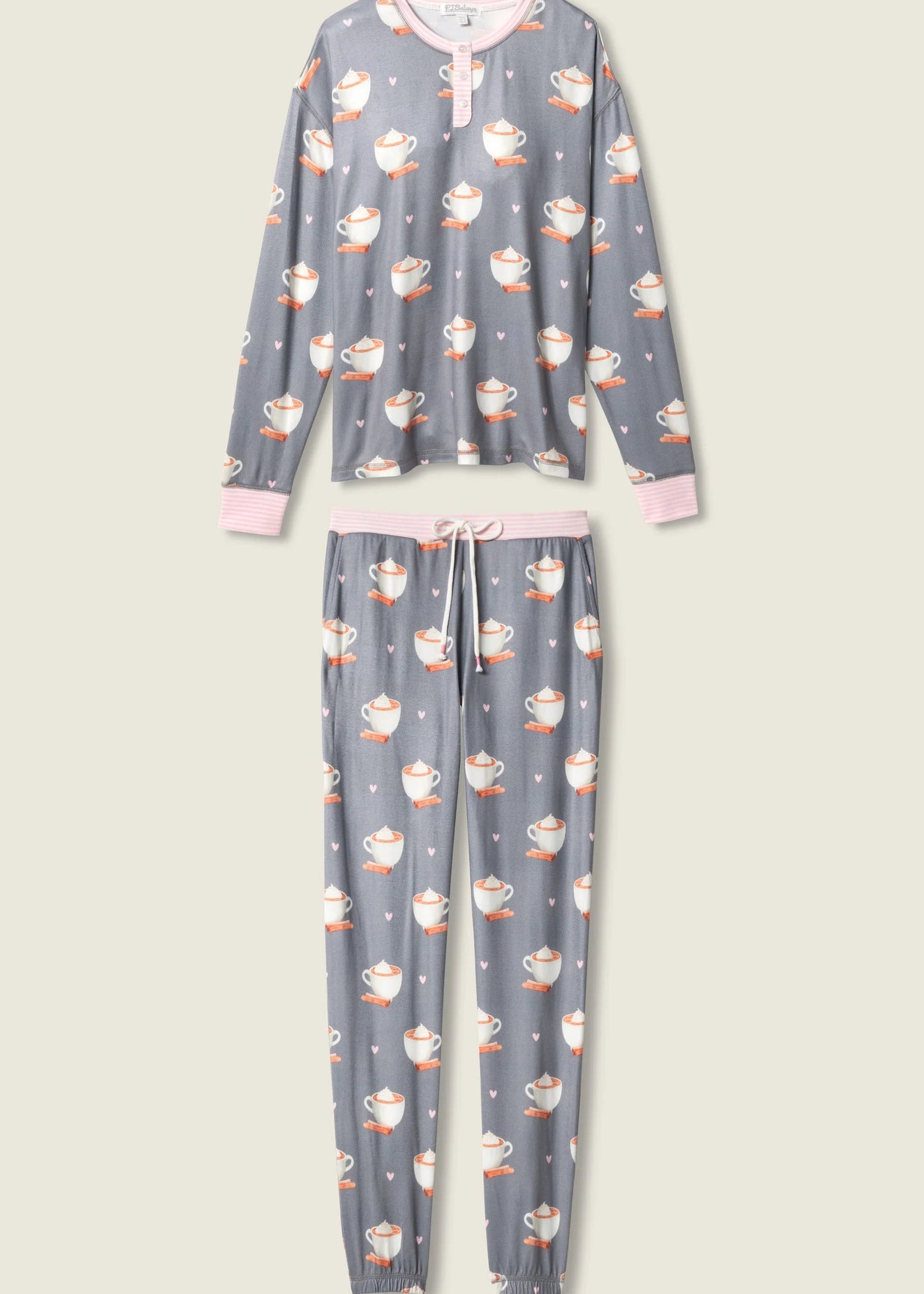 PJ Salvage Love You A Latte Coffee Print PJ Set