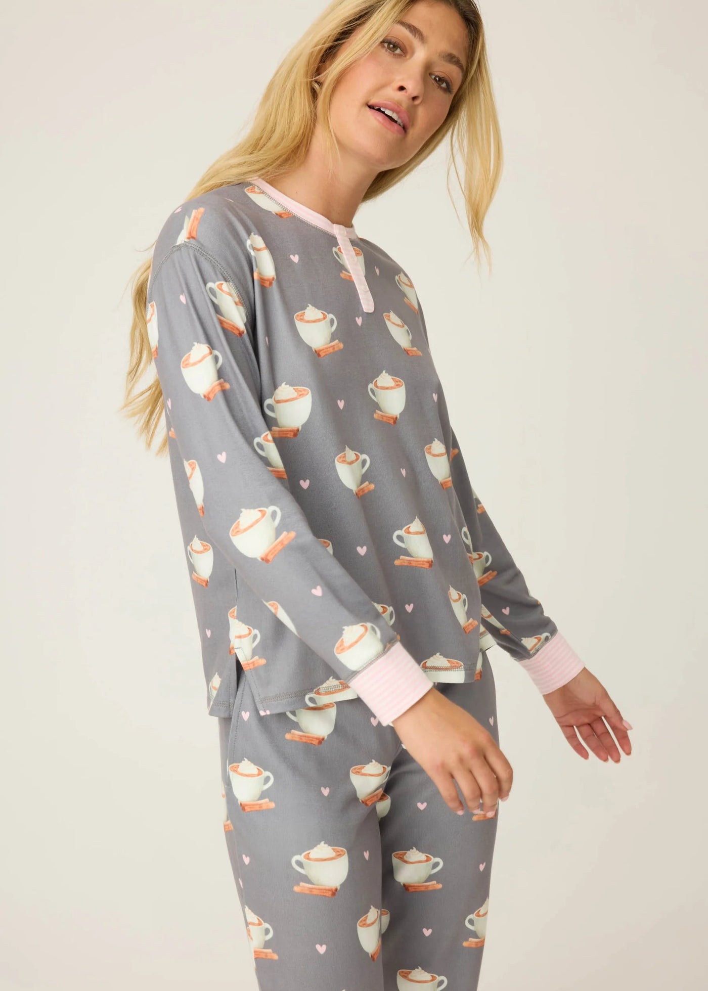 PJ Salvage Love You A Latte Coffee Print PJ Set