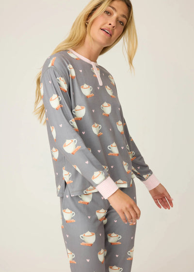 PJ Salvage Love You A Latte Coffee Print PJ Set