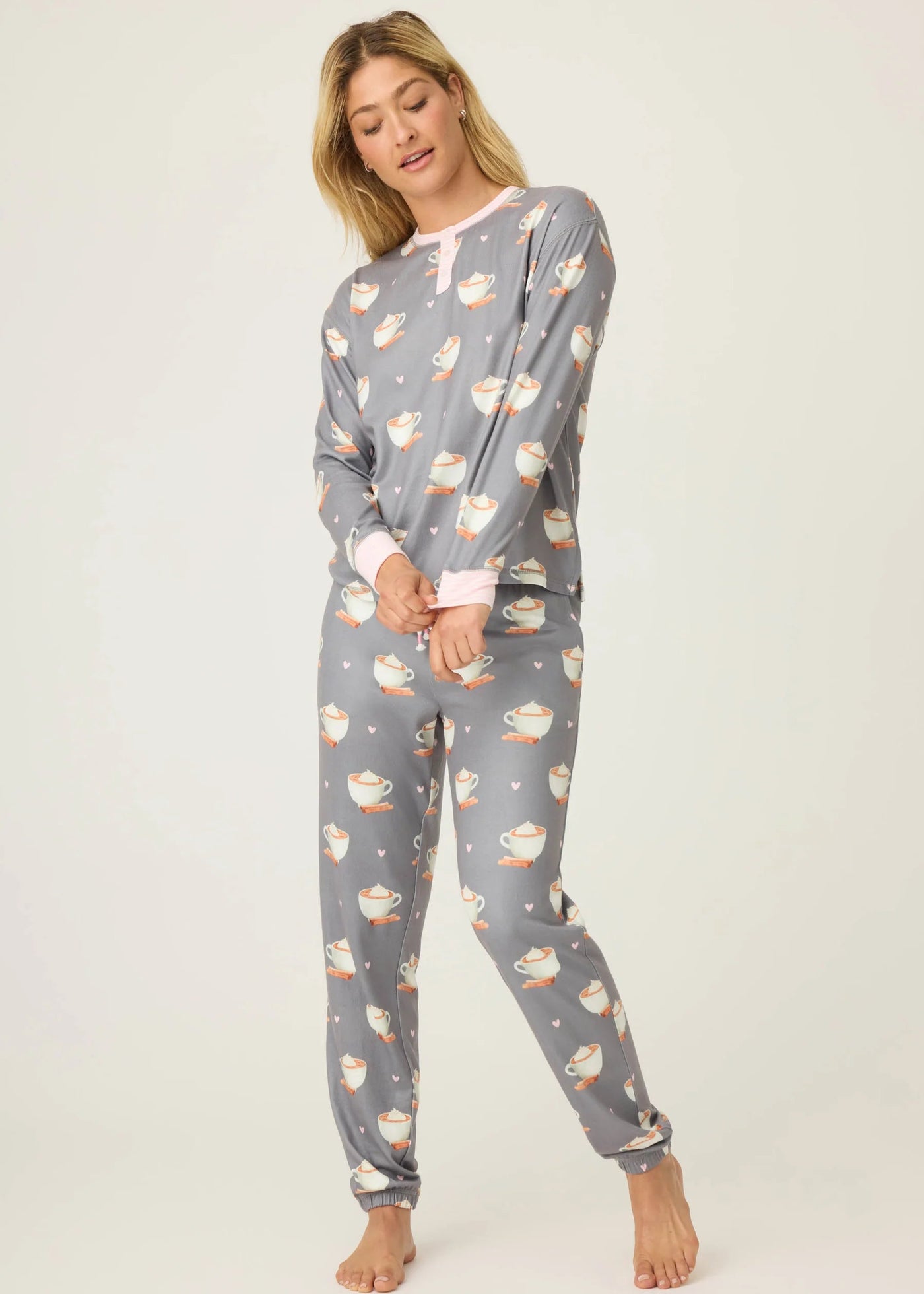 PJ Salvage Love You A Latte Coffee Print PJ Set