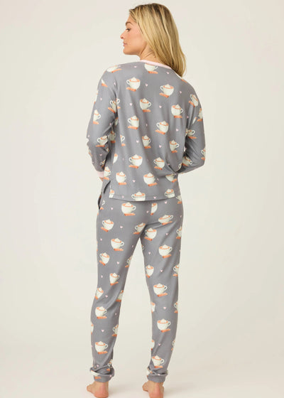 PJ Salvage Love You A Latte Coffee Print PJ Set