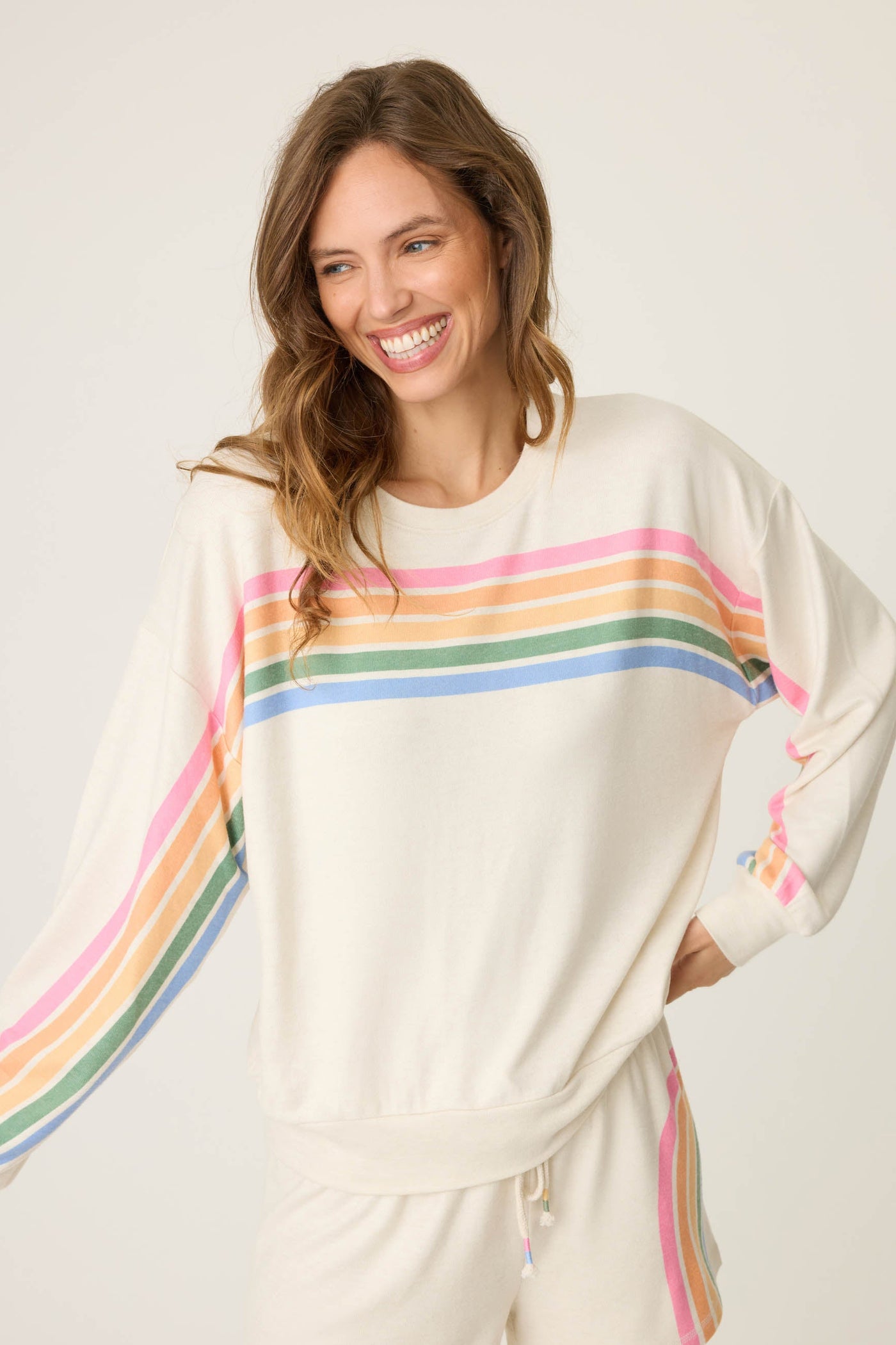 PJ Salvage Over The Rainbow Long Sleeve Top Light Oatmeal