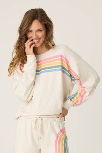 PJ Salvage Over The Rainbow Long Sleeve Top Light Oatmeal