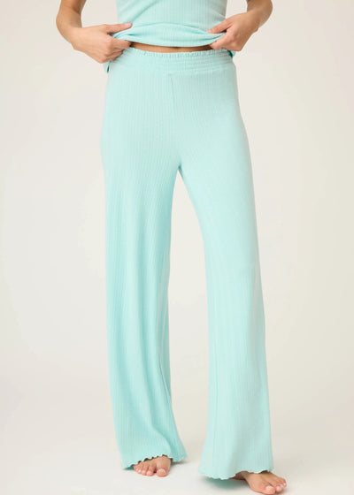 PJ Salvage Pointelle Essential Open Leg Pants Light Mint