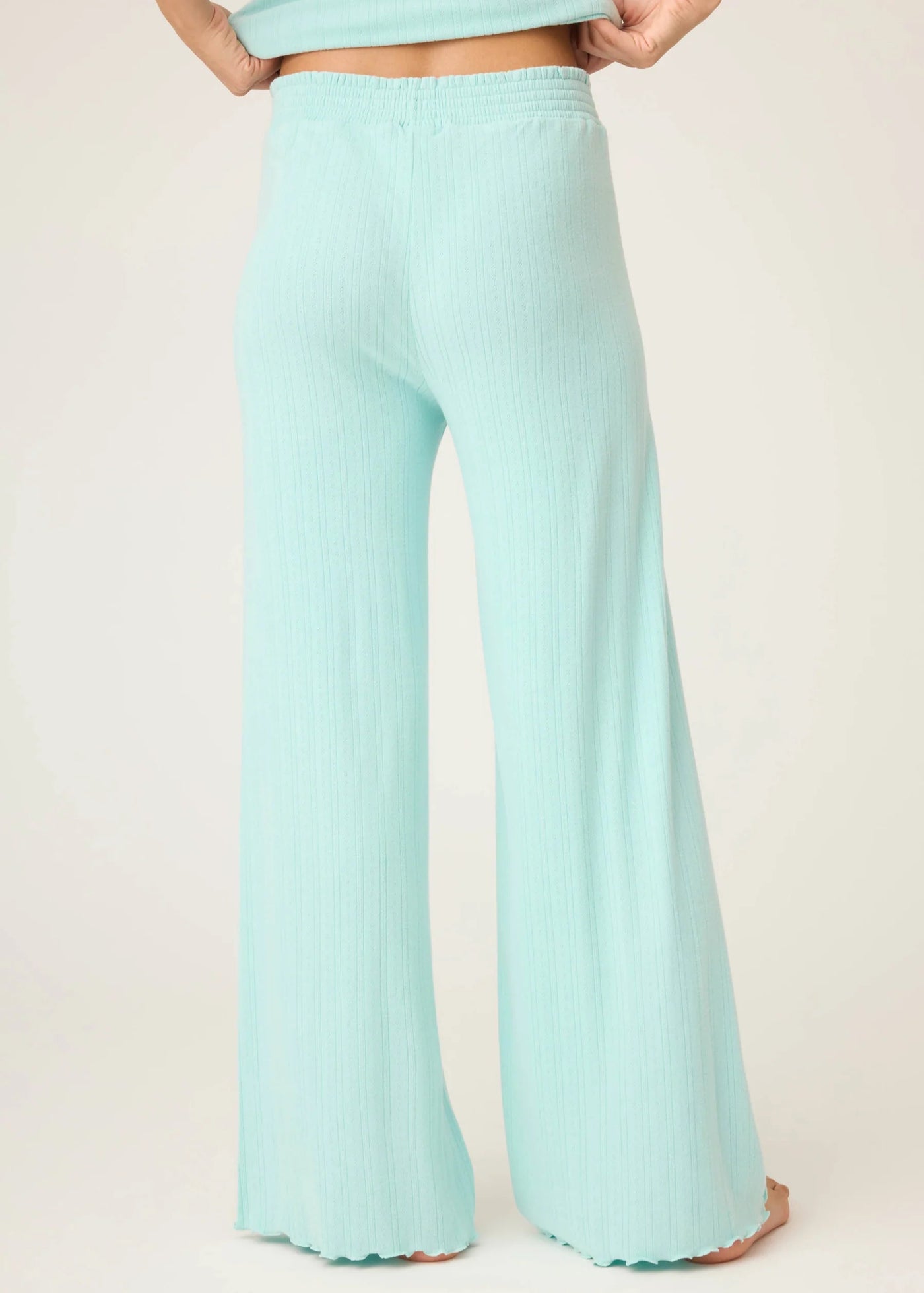 PJ Salvage Pointelle Essential Open Leg Pants Light Mint