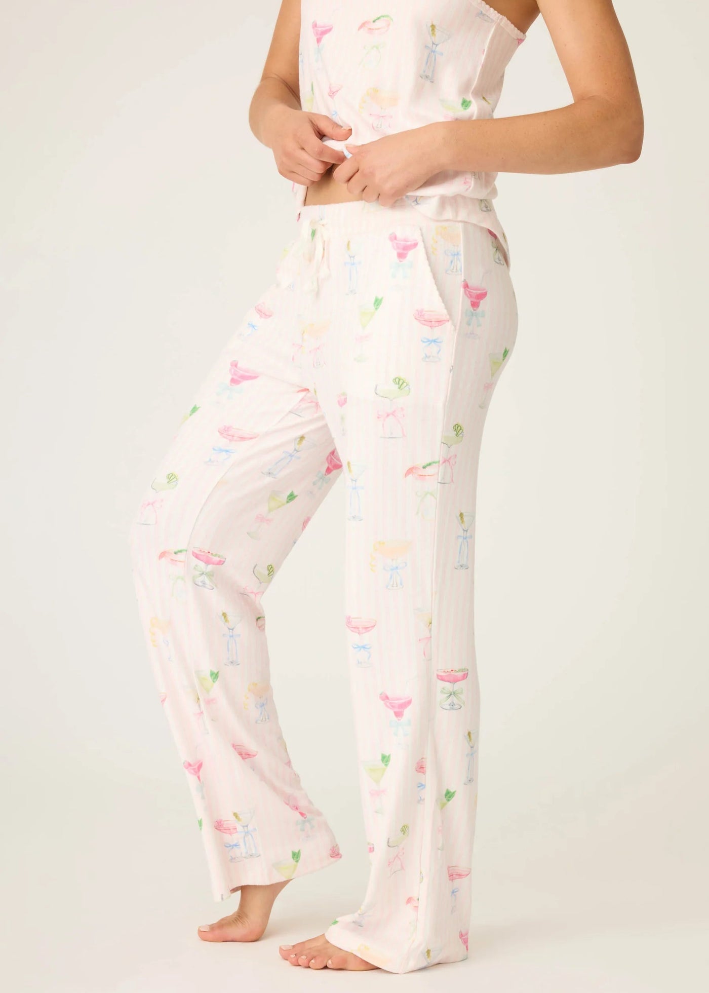 PJ Salvage Pretty Punch Cocktail Print Open Leg Pants
