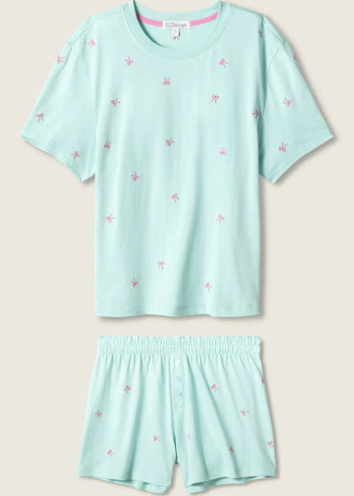 PJ Salvage Pretty Punch Bow Print Short Set Light Mint