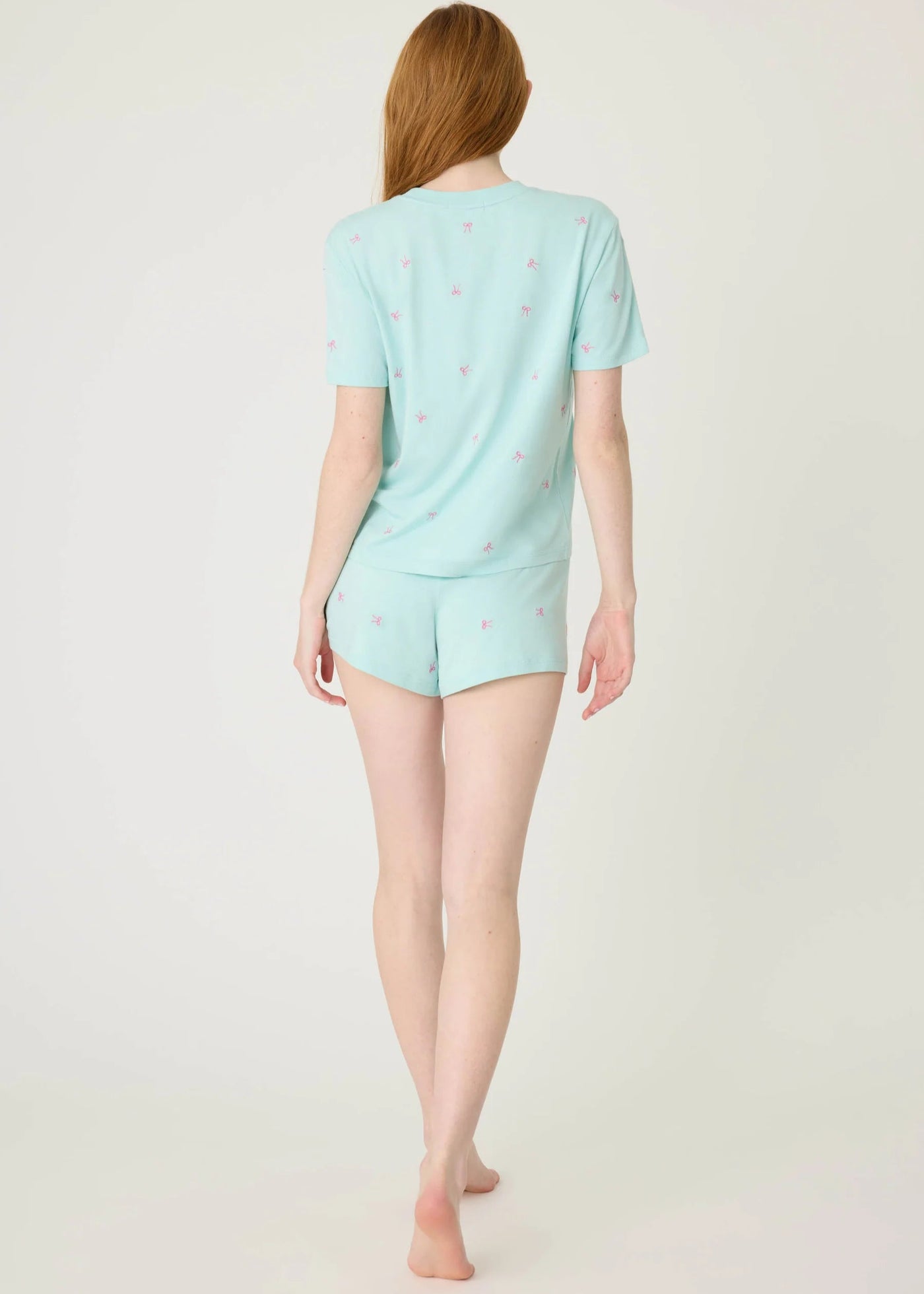 PJ Salvage Pretty Punch Bow Print Short Set Light Mint