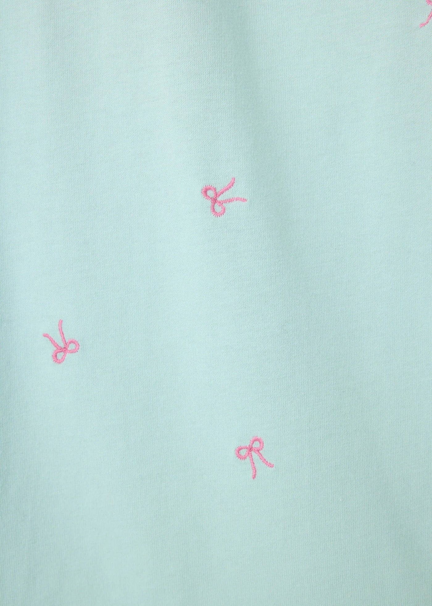 PJ Salvage Pretty Punch Bow Print Short Set Light Mint