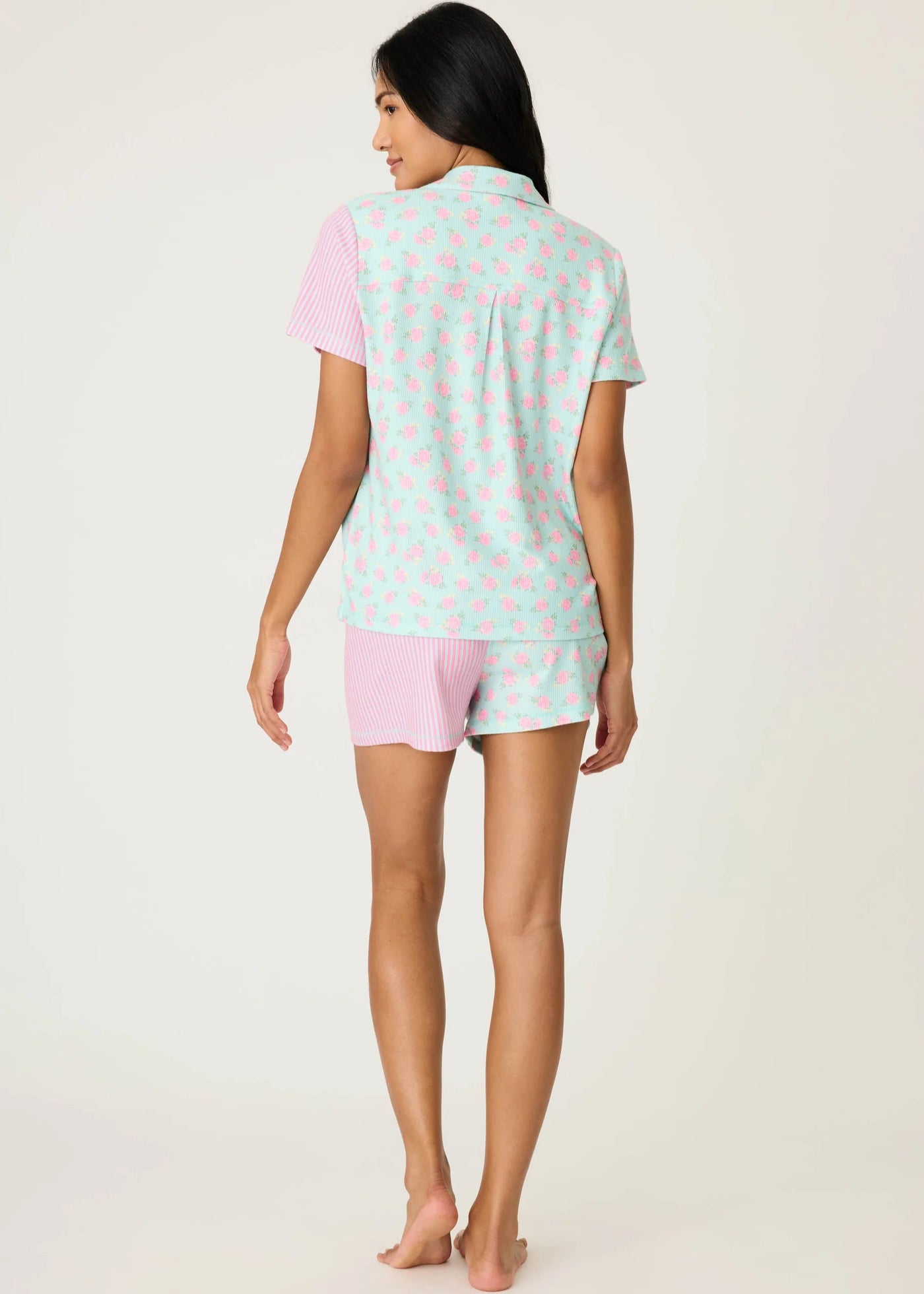 PJ Salvage Secret Garden Striped Floral Short Set