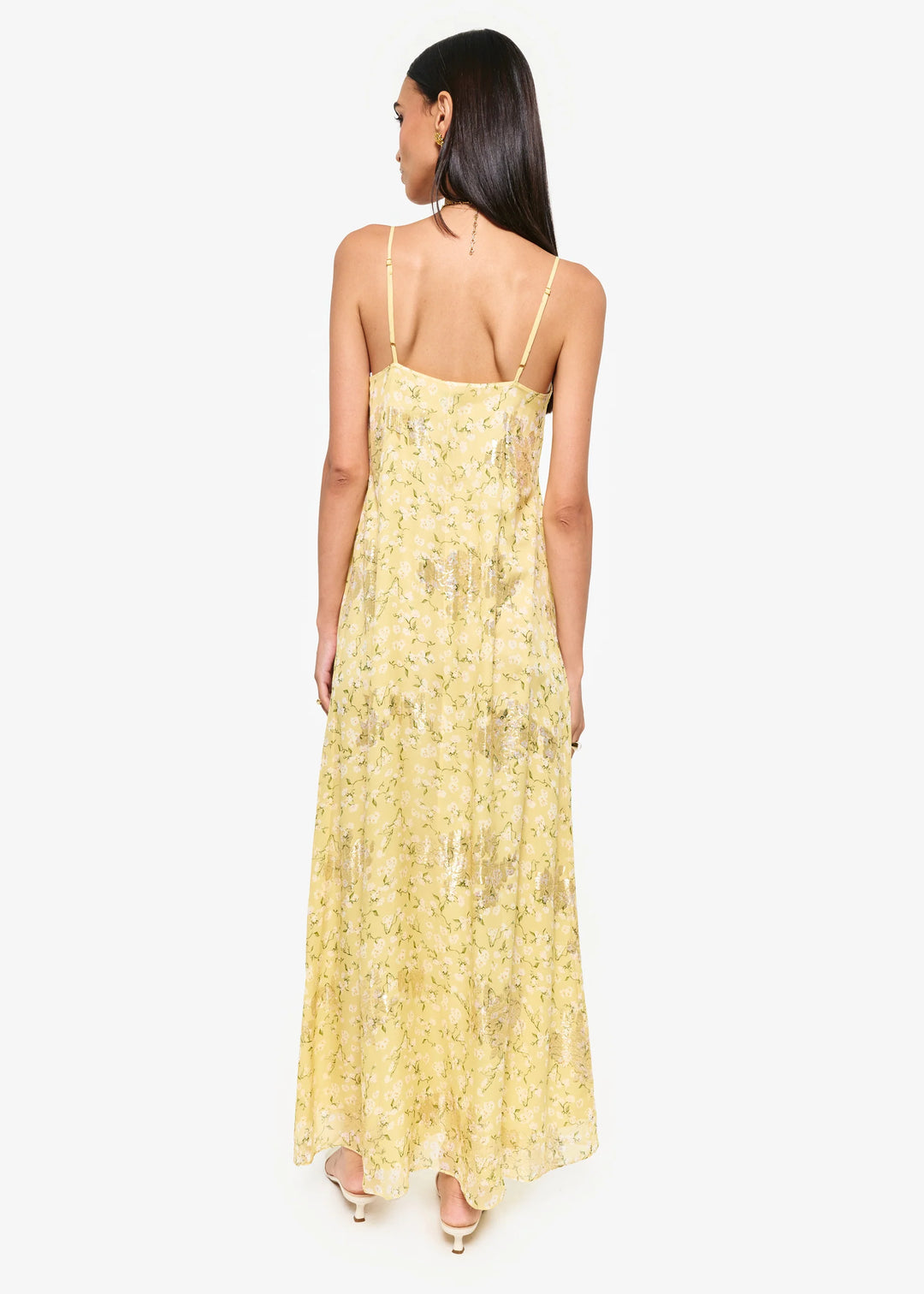 Cami Luz Metallic Chiffon Dress Yellow Magnolia – Shop The