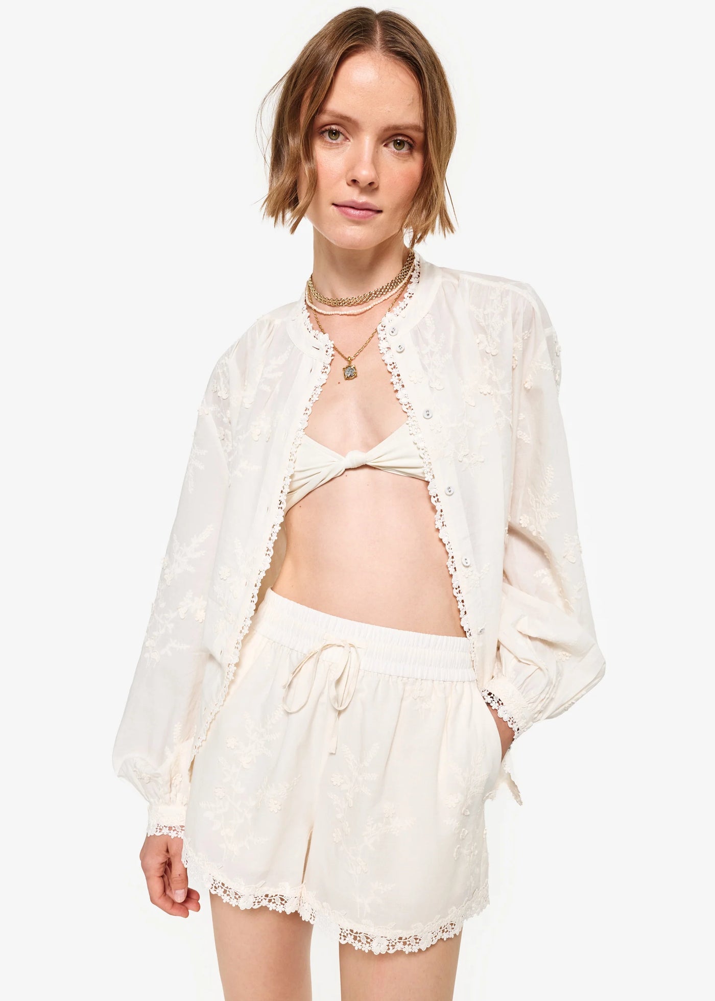 Cami Palmyra Blouse Macadamia