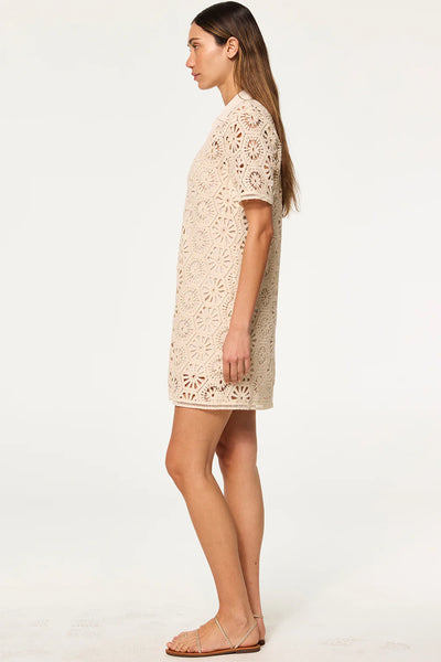 MISA Cotton Crochet Carmel Dress
