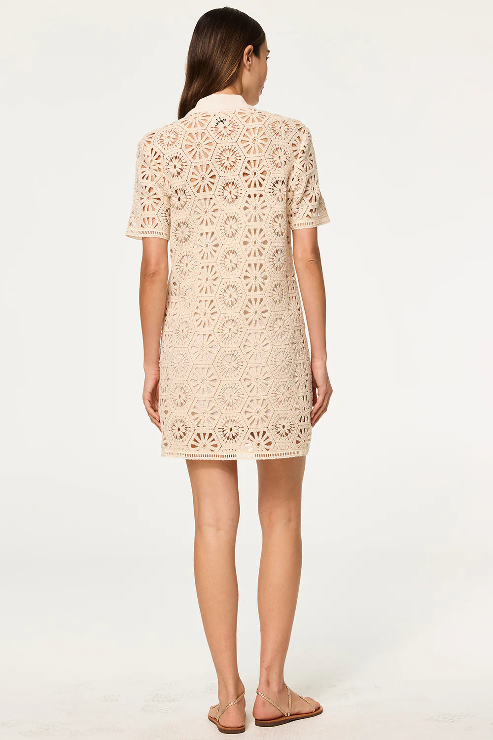 MISA Cotton Crochet Carmel Dress