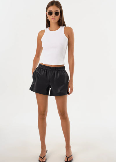 Lamarque Sigrid Faux Leather Boxer Short Black