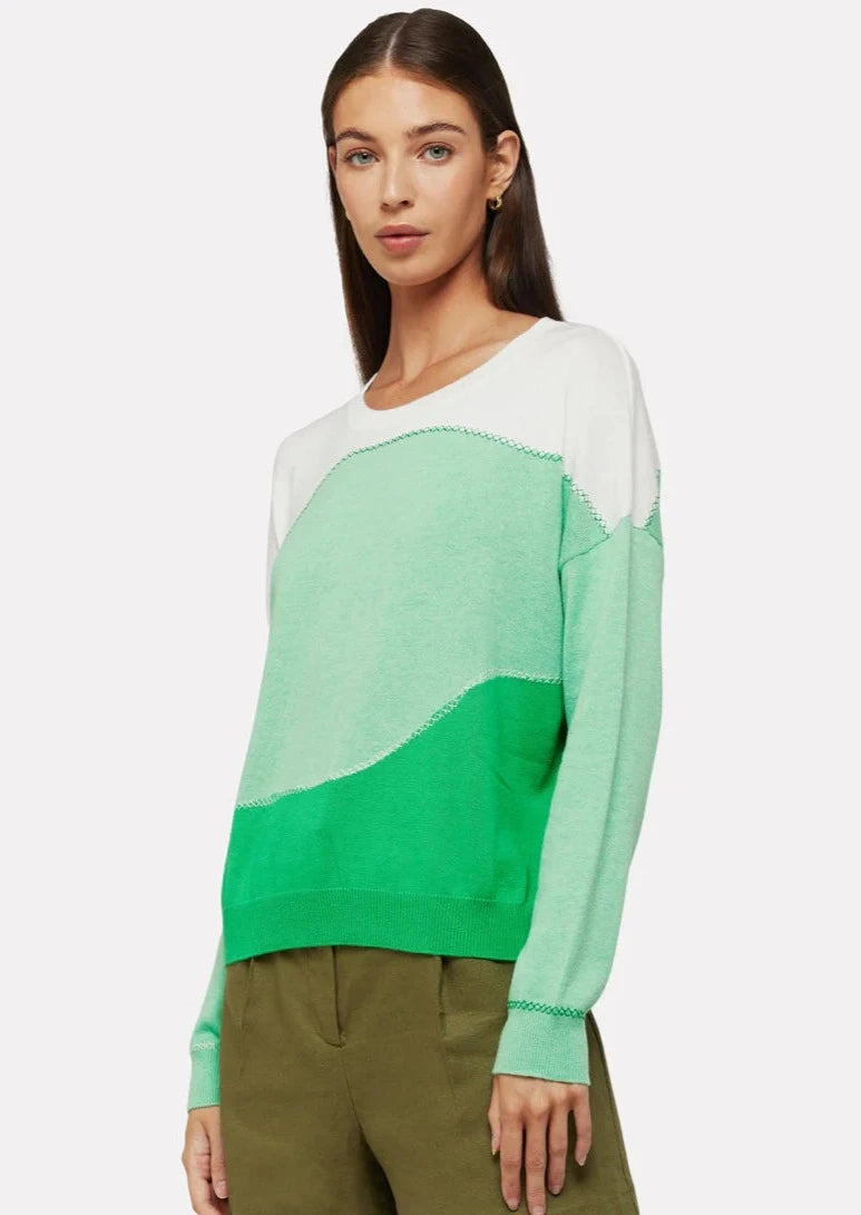 Brodie Riley Colour Wave Sweater - White/Green