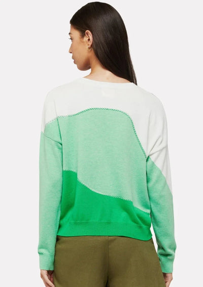 Brodie Riley Colour Wave Sweater - White/Green