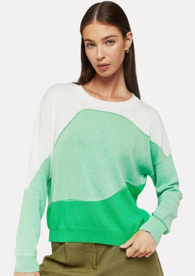 Brodie Riley Colour Wave Sweater - White/Green