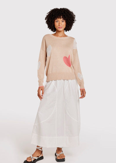 WISPR Quirky Heart Victory Crew Top Crema/Ice Water