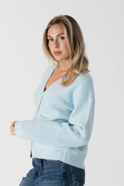 Lyla & Luxe Cardigan W/ Crystal Buttons Blue