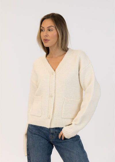 Lyla & Luxe Stella Heart Cardigan Off White