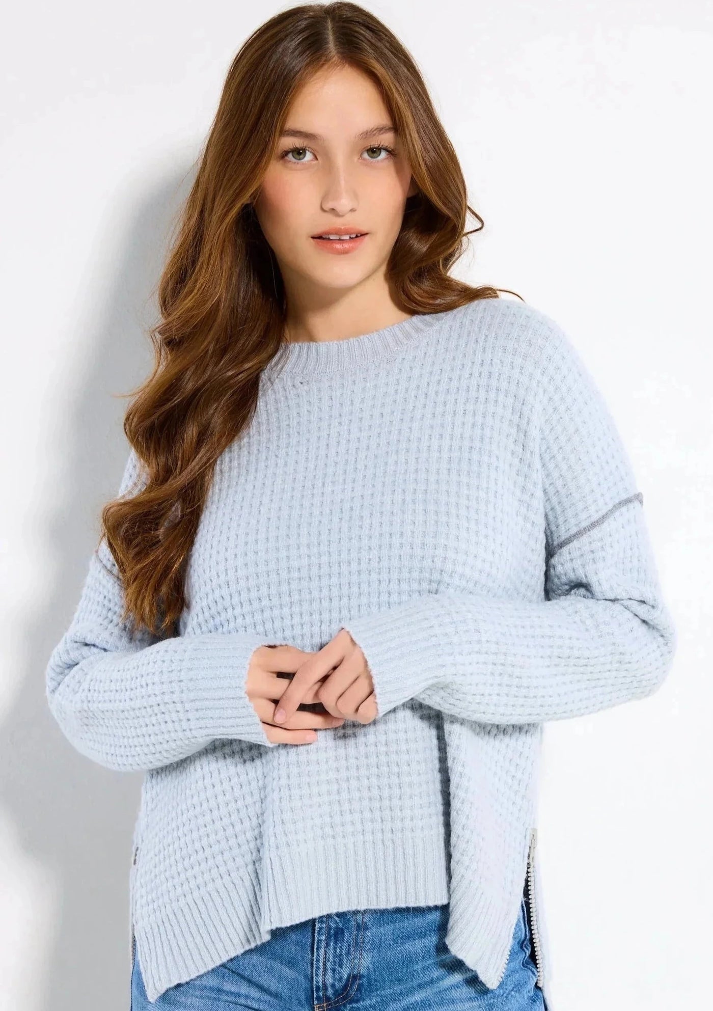 Lisa Todd Stitch Me Sweater - Barely Blue