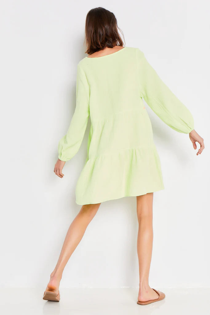 Lisa Todd L/S Summer Fling Tiered Dress - Electric Yellow