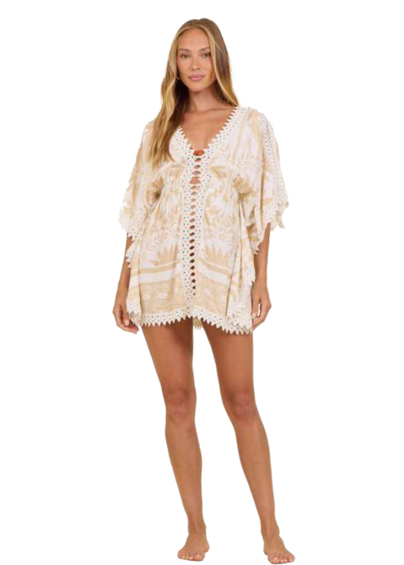 Surf Gypsy Natural Palm Print Beach Dress