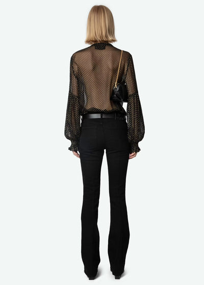 Zadig & Voltaire Tandy Gold Sparkle Blouse Black