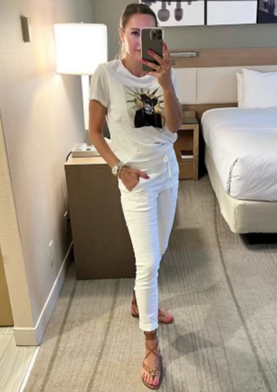 Bevy Flog Tie Front Pull On Pants - White