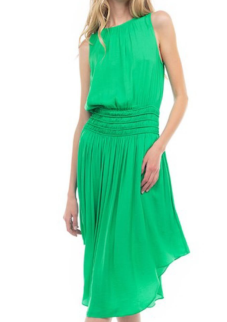 The Pink Door High Neck Silky Dress Green