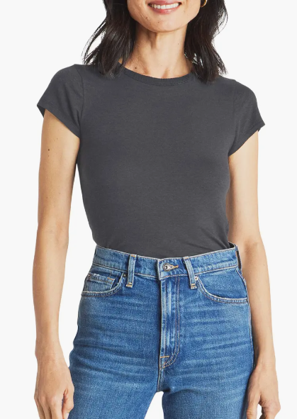 Splendid Candice S/S Crew Tee - Charcoal