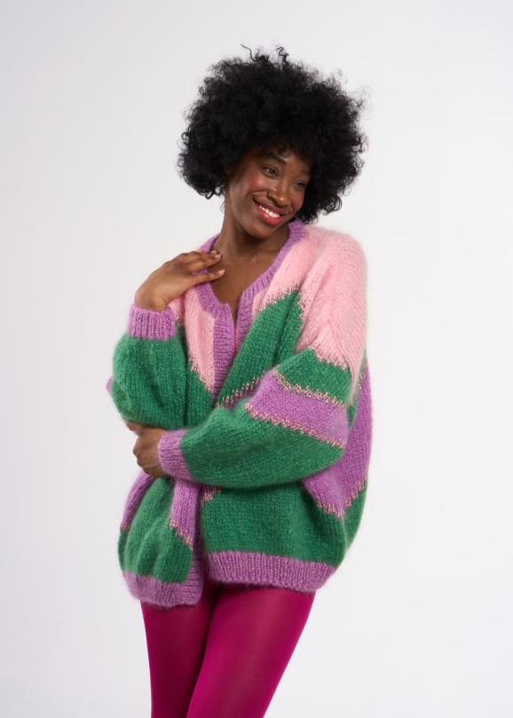 Maridruna Mystic Motif Long Cardi Pink/Purple/Green