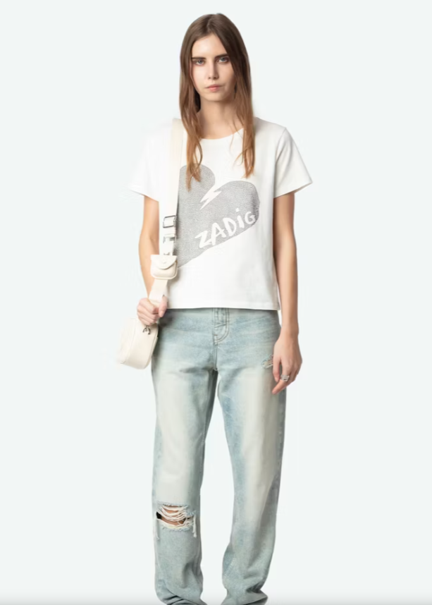 Zadig & Voltaire Alys Big Heart Strass Tee - White