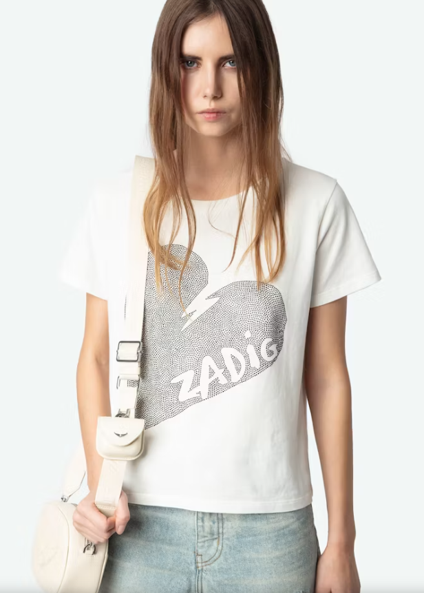 Zadig & Voltaire Alys Big Heart Strass Tee - White