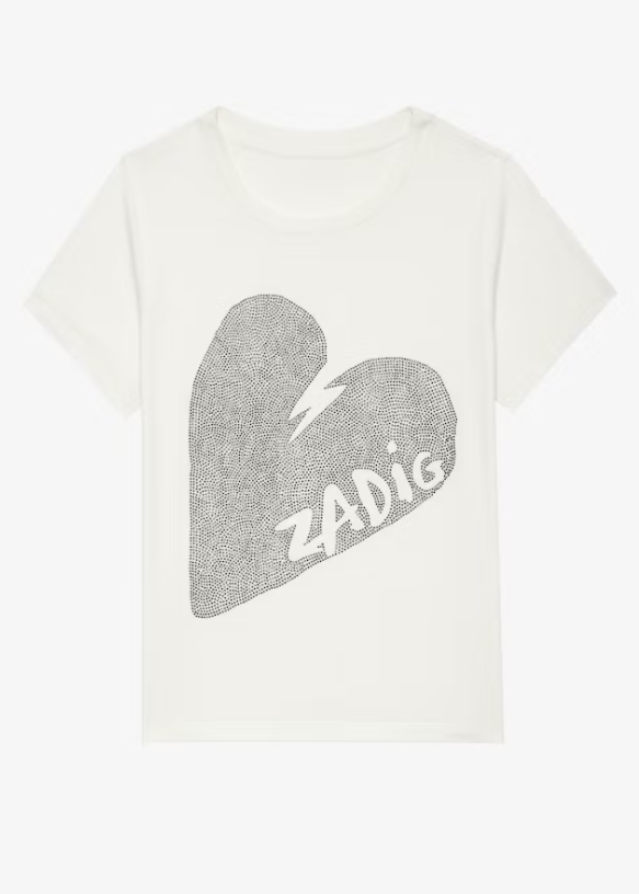 Zadig & Voltaire Alys Big Heart Strass Tee - White