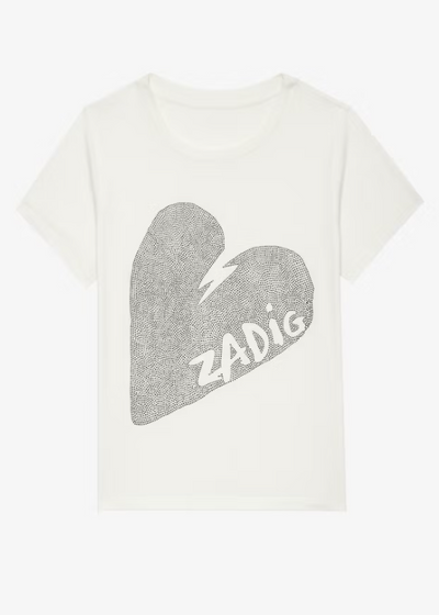 Zadig & Voltaire Alys Big Heart Strass Tee - White