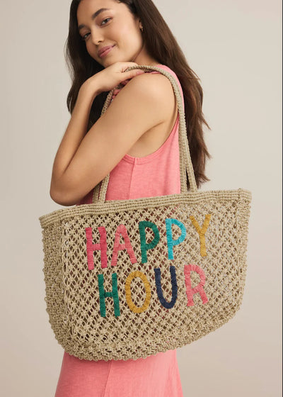 Z Supply Spring Tote Happy Hours Natural