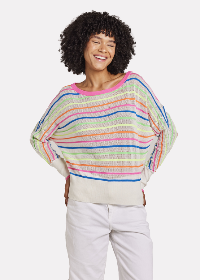 WISPR Mini Stripe Relax Neck Top Neon Stripes