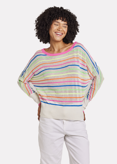 WISPR Mini Stripe Relax Neck Top Neon Stripes