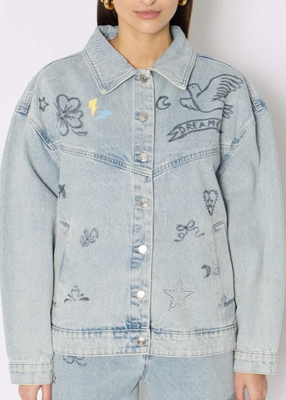 Berenice VIVILUCKY Oversized Denim Jacket w/ Patches