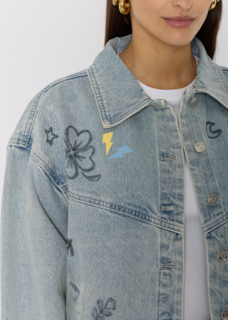 Berenice VIVILUCKY Oversized Denim Jacket w/ Patches