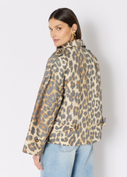 Berenice MURIEL Leopard Print Short Trench Coat