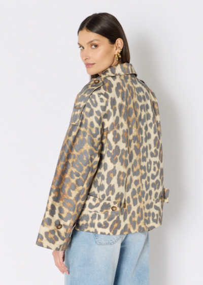 Berenice MURIEL Leopard Print Short Trench Coat