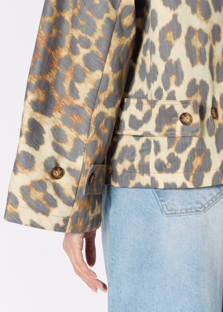 Berenice MURIEL Leopard Print Short Trench Coat