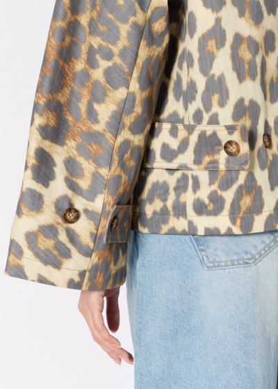 Berenice MURIEL Leopard Print Short Trench Coat